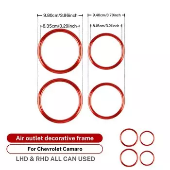 4 шт. кольца для Chevrolet Camaro 2016 2017 2018 2019 2020 2021 2022 2023 автомобильные аксессуары из алюминиевого сплава наклейка на вентиляционное отверстие переменного тока