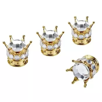 4 шт., колпачки для клапанов колес, крышка в форме короны, блестящие алмазные колпачки для пылевых клапанов для шин, грузовик, автомобиль, мотоцикл, велосипед, воздушная крышка