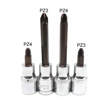 4 шт./компл. 60 мм и 100 мм Длина Pozidriv Отвертка Набор бит отвертка Philips bits 1/2 дюйма Привод гнездо ручные инструменты PZ3 PZ4
