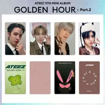 4 шт./компл. альбом ATEEZ, открытка ЛОМО, GOLDEN HOUR, часть 2, открытка, фотокарта, коллекция фанатов YUN HO, фотокарта, подарочная поздравительная открытка