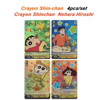 4 шт./компл. аниме карандаш Shin-chan коллекционная карточка настольная игра карточные игрушки нохара Хироши Бронзирующая флеш-карта рождественский подарок