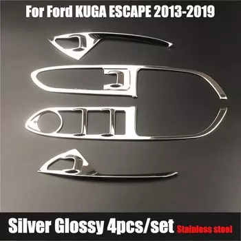 4 шт./компл. аксессуары для автомобиля из нержавеющей стали салон, дверь, подлоктоник ручка панель Украшение Наклейка для Ford ESCAPE KUGA 2013-2019