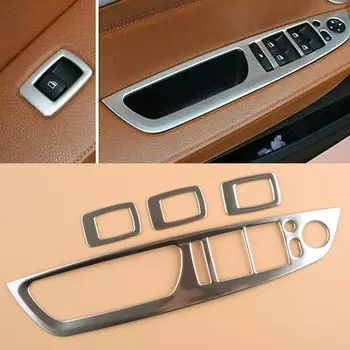 4 шт./компл. серебристая панель переключателя окон из нержавеющей стали, обшивка LHD, подходит для BMW X5 E70 X6 E71 2008 2009 2010 2011 2012 2013