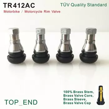 4 шт./компл., TR412AC, ободной клапан для мотоцикла/мотоцикла, шинный клапан, латунный стержень, латунный сердечник клапана, латунная втулка и шестигранная крышка