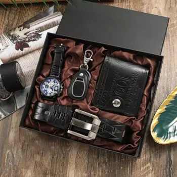 4 шт./комплект, Мужские кварцевые наручные часы с кожаным ремешком