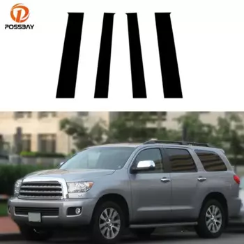 4 шт., комплекты накладок на окно автомобиля, наклейки на стойки, глянцевый черный цвет для Toyota Sequoia XK60 2008 2009 2010 2011-2022