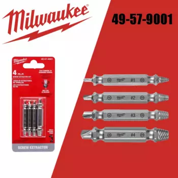Milwaukee 49-57-9001 M2 Набор стальных экстракторов для винтов, 4 шт., аксессуары для столярных электроинструментов с отверстием для сверла