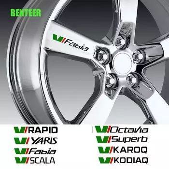 4 шт. наклейки на автомобильные колеса для Skoda Octavia 2 A7 A5 Fabia 3 Rapid Superb 3 Kodiaq Scala Karoq Kamiq