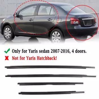 4 шт. оконный уплотнитель для Toyota Yaris 2007-2013 (4 двери), переднее и заднее боковое стекло, внешние резиновые уплотнительные ленты, ремни