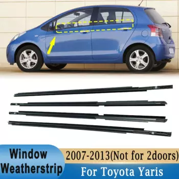 4 шт. оконный уплотнитель для Toyota Yaris 2007-2013 (4 двери), переднее и заднее боковое стекло, внешние резиновые уплотнительные ленты, ремни