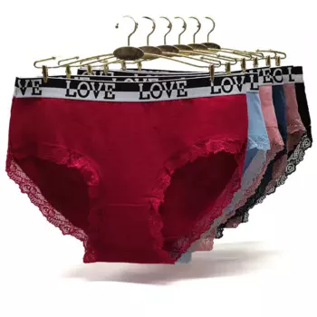 4 шт./партия, женские хлопковые кружевные трусы с поясом