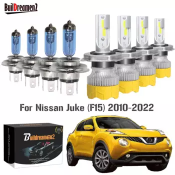 4 шт. передняя фара автомобиля ближний свет + дальний свет для Nissan Juke (F15) 2010-2022 светодиодная галогенная лампа фары 12 В аксессуары