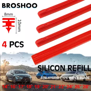 4 шт., полоски щетки стеклоочистителя автомобиля, силикагель, силиконовые запасные полоски для гибридного типа, щетка стеклоочистителя 8 мм, 14 "16" 18 "19" 20 "21" 22 "24" 26 28"