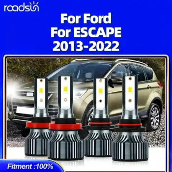 4 шт. светодиодные фары, подходящие для Ford для ESCAPE (2013-2022) 9005/HB3 H11 Hi/Lo Beam 24000LM CSP чипы 6500K белые с охлаждающим вентилятором