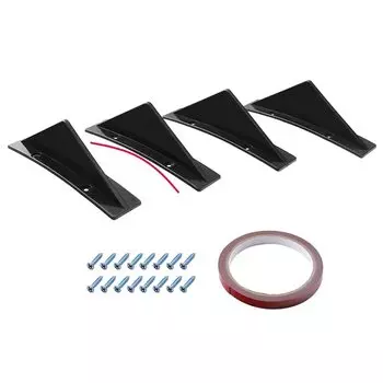 4 Шт. Универсальный Черный ABS Задний Бампер Диффузор Спойлер Набор-защита От Столкновений Плоская/куполообразная Конструкция...