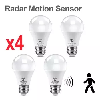 4 Шт. В Упаковке Светодиодные Лампы E27 От 220 В До 110 В С Радарным Датчиком Движения, Лампа Для Домашней Лестницы, Гаража