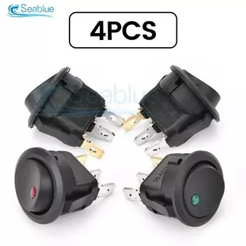 4 шт., водонепроницаемый кнопочный переключатель с подсветкой, 12 В постоянного тока, 20 А