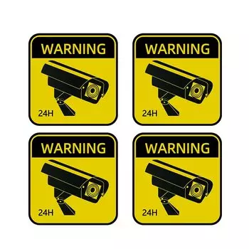 4 шт., водостойкие солнцезащитные предупреждающие знаки для видеонаблюдения, автомобильные наклейки, наклейки на сигнализацию видеонаблюдения, аксессуары для стайлинга автомобилей