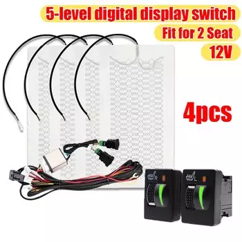 4 шт. встроенный комплект обогрева автомобильного сиденья, 2 сиденья, 12 В, термополюсный переключатель из углеродного волокна, двойная система управления, подходит для Toyota Corolla