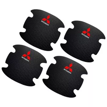 4 шт. Защитная Наклейка на дверную ручку автомобиля эмблема Стайлинг автомобиля для Mitsubishi Pajero Outlander XL Montero Lancer Triton l200 Galant