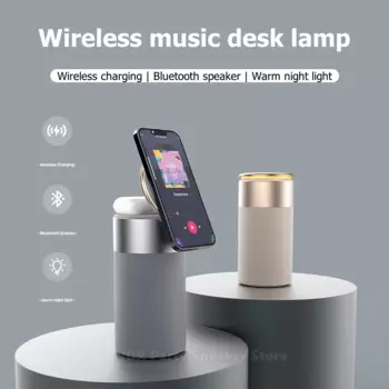 4 в 1, беспроводное зарядное устройство, Bluetooth колонки, лампа, многофункциональная Магнитная зарядная станция 15 Вт, регулируемый держатель телефона для IPhone