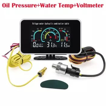 4 в 1 ЖК-дисплей 12 В/24 В Вольтметр давления масла Вольт Вольт Температура воды Масло Датчик температуры 10 мм для экскаватора Грузовика