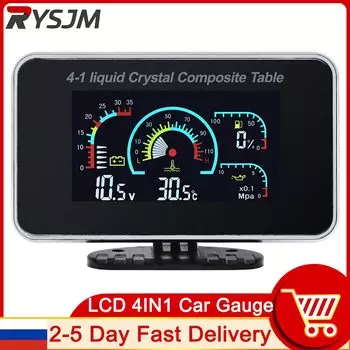 4 в 1 ЖК-дисплей 12 В/24 В Экскаватор Грузовик Автомобиль Вольтметр давления масла Вольт Температура воды Датчик температуры топлива Вольтметр Автомобиль
