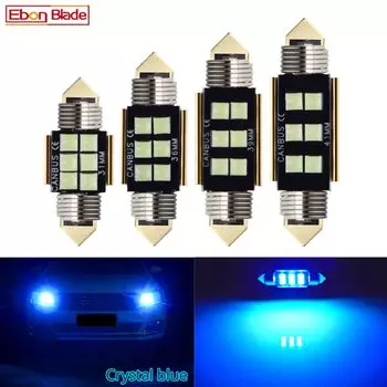 4 x c5w led CANBUS Светодиодная Лампочка 12V гирлянда 31mm 36mm 39mm 41mm c5w c10w лампа для чтения салона автомобиля купольсветильник карта свет 3030 6SMD Ice Blue