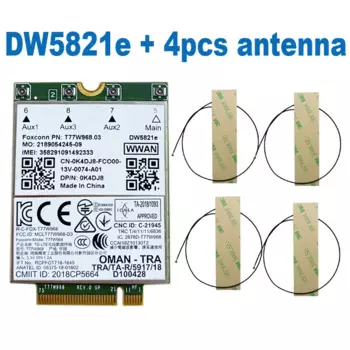 4G, LTE, T77W968, DW5821e, X20, LTE, Cat16, 1 Гбит/с, , 4G модуль для ноутбука Dell 5420, 5424, 7424, 7400, T77W968
