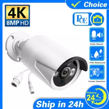 4K 8MP IP-камера безопасности для 10-канального NVR PoE Audio IP-камеры 4K UHD ночного видения Обнаружение людей с микрофоном Домашняя IP-камера видеонаблюдения