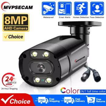 4K 8MP наружная камера с распознаванием лиц, цветная камера ночного видения, 5MP, металлическая камера видеонаблюдения AHD, защита дома, камера видеонаблюдения
