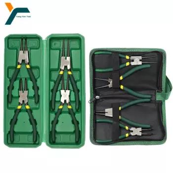 Набор щипцов для стопорного кольца, 4 шт., 7 дюймов, плоскогубцы с длинным носом, изогнутые плоскогубцы, внутренние и внешние изогнутые плоскогубцы, инструмент для стопорной оснастки