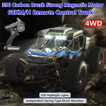 4WD масштаб 1/16, 60 км/ч, вездеходный внедорожный радиоуправляемый автомобиль, 2,4-скоростная регулировка светодиодной подсветки, высокоскоростной дрейф, модель грузовика с дистанционным управлением