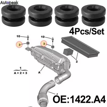 4X для PEUGEOT 208 308 SW 2008 3008 5008 Expert Partner Traveller, коробка воздушного фильтра, монтажный корпус, резиновая втулка, буфер 1422A4