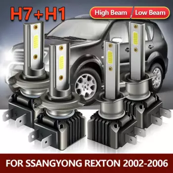 4x светодиодная фара дневного света H1 + Low H7 комбинированные автомобильные конверсионные лампы для Ssangyong Rexton 2002 2003 2004 2005 2006