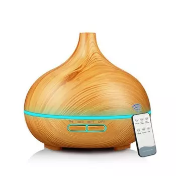 500 мл ароматический диффузор эфирного масла, увлажнитель воздуха с древесным зерном, ультразвуковой пульт дистанционного управления, цветной свет для дома, спальни