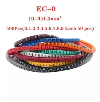 Теплоусадочные кабельные маркеры EC-0 500 шт. для кабеля 1,5 кв. мм