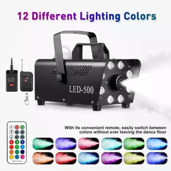 500 Вт машина для тумана с дистанционным управлением и RGB-подсветкой 8x3 Вт, сценическое шоу, КТВ, дискотека, DJ, вечеринка, клуб, бар, освещение, шоу на мероприятии