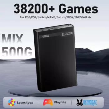 500G игровая игровая консоль Launchbox, Retrobat & Playnite System с 38200 + ретро/ПК-игры для PS3/PS2/Switch/MAME/Saturn/XBOX/WII