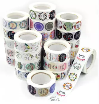 Рулон этикеток Coliky с цветами "Спасибо", 500 шт.