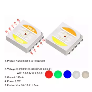 TiaoChongYi 5050 RGBWW светодиодные чипы 50 шт