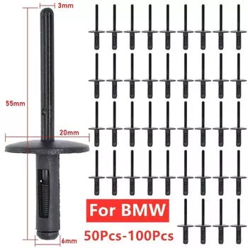 50-100 шт. автомобильные крепежные зажимы для бампера, дверной панели, зажимы для крыльев, пластиковые заклепки 6 мм для BMW X1 E84 X3 E83 F25 X5 E53 E70 X6