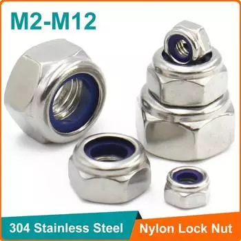 DUOJI Самоблокирующиеся гайки из нержавеющей стали DIN985 M2 M2.5 M3 M4 M5 M6 M8