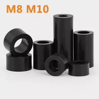 50/20 шт. M8 M10 Черный ABS Rround Проставка, нейлоновая нерезьбовая Проставка, круглая полая Проставка, шайба
