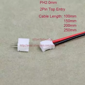 50 комплектов, 2-контактный разъем Mini Micro PH2.0 JST 2,0 мм Шаг 1007 мм с 100 26AWG 150 мм 200 мм 250 мм штырьковый разъем для электронного провода кабеля