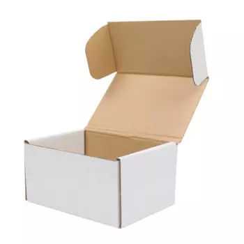 50 коробок из гофрированной бумаги, Подарочная коробка 6x4x3 дюйма (15,2*10*7,6 см), белая, снаружи и желтая внутри