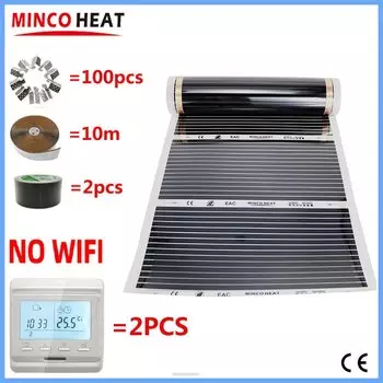 50 м 2 шт./партия 80 Вт/кв. М Инфракрасный Теплый нагревательный коврик AC200 ~ 240 В комплекты электрической пленки с аксессуарами