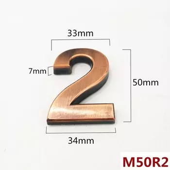 50 мм, красный медный пластиковый табличка, номер двери дома, адрес двери отеля, табличка, знак ABS пластик 0123456789ABCDEF-Z
