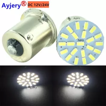 50 PCS DC 12V/24V Car LED Bulb BA15S 1156 BAY15D 1157 P21W Turn Signal Light 3014 SMD 22 LED Auto Reverse Parking Brake Lamp
