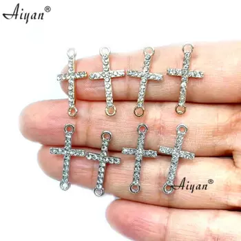 50 Pieces Religious Dot Drill Cross Double Orifice Fittings Steel And Kc Gold Plating Can Be Handmade Into A DIY Bracelet